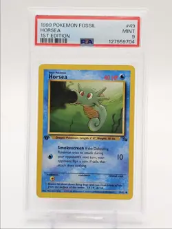 HORSEA 1999 POKEMON FOSSIL 1ST EDITION COMMON 49/62 PSA 9 Q0004 - Image 1