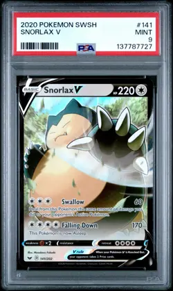 2020 Pokemon Sword & Shield Base # 141 Snorlax V - PSA 9 (MINT) - Image 1