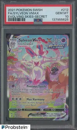 2021 Pokemon SWSH Evolving Skies Secret #212 FA/ Sylveon VMAX PSA 10 - Image 1