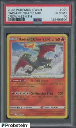 2023 Pokemon SWSH Crown Zenith #020 Radiant Charizard PSA 10 GEM MINT - Image 1
