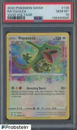 2020 Pokemon SWSH Vivid Voltage #138 Rayquaza PSA 10 GEM MINT - Image 1