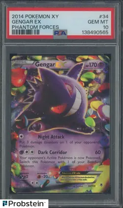 2014 Pokemon XY Phantom Forces #34 Gengar EX PSA 10 GEM MINT - Image 1