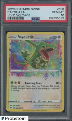 2020 Pokemon SWSH Vivid Voltage #138 Rayquaza PSA 10 GEM MINT - Image 1