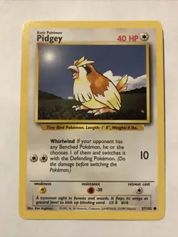 Pokemon TCG Pidgey Base Set 57/102 Regular Unlimited Common Card - Image 1