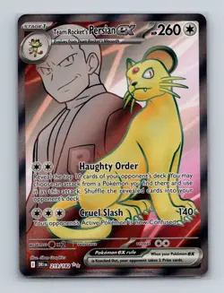 Team Rocket's Persian ex 219 Pokemon Destined Rivals Full Art Ultra R Card NM+ - Image 1