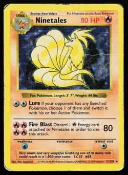 Ninetales 12/102 Holo Rare Base Set (Shadowless) Pokemon Card - Image 1