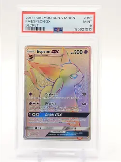 ESPEON GX 2017 POKEMON SUN & MOON SECRET RARE 152/149 PSA 9 Q0004 - Image 1