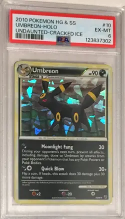 Pokemon HGSS Heartgold Soulsilver Undaunted PSA 6 Umbreon Cracked Ice Holo #10 - Image 1