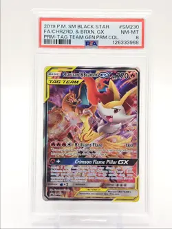CHARIZARD BRAIXEN GX 2019 POKEMON BLACK STAR PROMO TAG TEAM SM230 PSA 8 Q0004 - Image 1