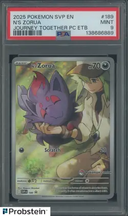 2025 Pokemon SVP En Journey Together ETB #189 N's Zorua PSA 9 MINT - Image 1