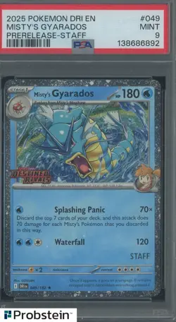 2025 Pokemon DRI En Prerelease Staff #049 Misty's Gyarados PSA 9 MINT - Image 1
