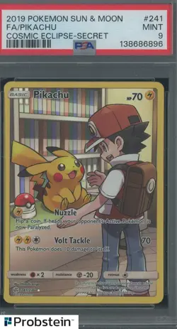 2019 Pokemon S & M Cosmic Eclipse Secret #241 Pikachu FA PSA 9 MINT - Image 1