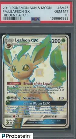 2019 Pokemon S & M Hidden Fates #SV46 Leafeon Gx FA PSA 10 GEM MINT - Image 1