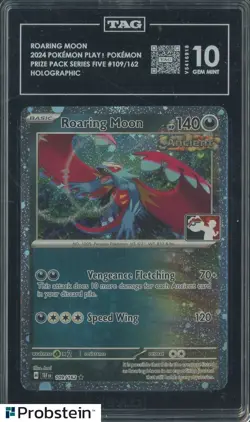 2024 Pokemon Play! Prize Pack Series Five #109 Roaring Moon Holo TAG 10 GEM MINT - Image 1