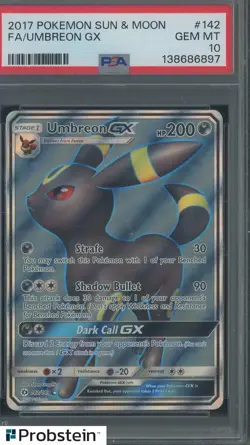 2017 Pokemon S & M #142 Umbreon Gx FA PSA 10 GEM MINT - Image 1