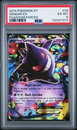 132327374 Gengar EX 2014 Pokemon XY Phantom Forces #34 PSA 6 - Image 1
