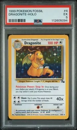 DRAGONITE - HOLO #4 PSA 5 • 1999 POKEMON FOSSIL NEW CERT - Image 1