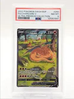 CHARIZARD V 2022 POKEMON BLACK STAR PROMO ULTRA PREMIUM SWSH260 PSA 8 Q0004 - Image 1