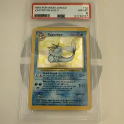 Pokemon 1999 Jungle Vaporeon Holo #12 PSA 8 - Image 3