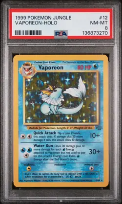 1999 POKEMON JUNGLE #12 VAPOREON-HOLO PSA 8 - Image 1