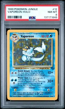 1999 POKEMON JUNGLE #12 VAPOREON-HOLO PSA 8 - Image 1