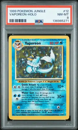 1999 POKEMON JUNGLE #12 VAPOREON-HOLO PSA 8 - Image 1