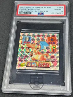 Pokemon 1997 Amada Sticker Col Kai - Charizard #359 Holo Sticker - PSA 8 NM-MT - Image 2