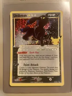 NM/ MINT | Umbreon 17/17 Gold Star Celebrations Classic Collection Pokemon Card - Image 1