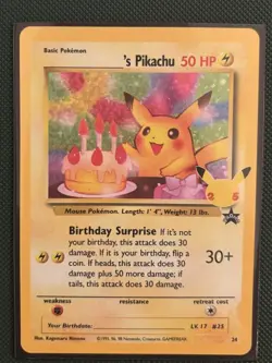 Pokemon TCG ______'s Pikachu 24/53 Wotc Promo Holo 50 HP LV. 17 Card Stock - Image 1