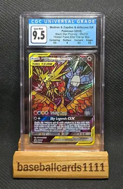 2019 Pokemon Hidden Fates Moltres/Zapdos/Articuno GX Promo SM210 CGC 9.5 P1 - Image 1