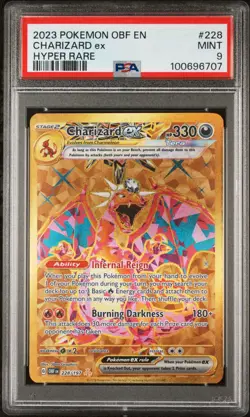 2023 Pokemon OBF EN Obsidian Flames Charizard Ex Hyper Rare #228/197 PSA 9 Mint - Image 1