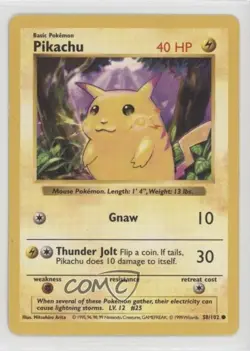 Pikachu Shadowless Pokemon Base Set #58 1999 - Image 1