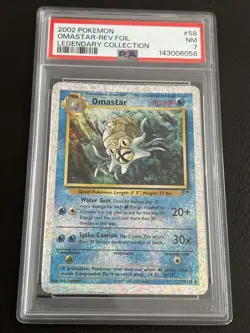2002 POKEMON OMASTAR REVERSE FOIL LEGENDARY COLLECTION 58/110 PSA 7 - Image 1