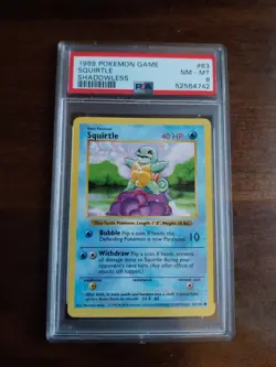 1999 Pokemon Base Set Shadowless Squirtle 63 PSA 8 NM-MT - Original WOTC Vintage - Image 1