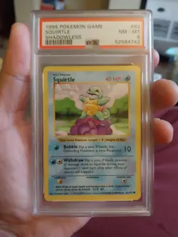 1999 Pokemon Base Set Shadowless Squirtle 63 PSA 8 NM-MT - Original WOTC Vintage - Image 3