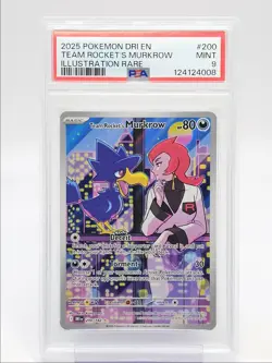TEAM ROCKET'S MURKROW 2025 POKEMON S&V ILLUSTRATION RARE 200/182 PSA 9 Q5571 - Image 1