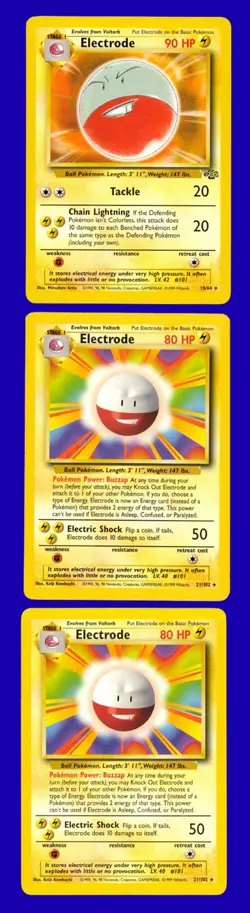 LOT of (3) 1999 Pokemon Game Base Set Electrode 21/102 - RARE - Mint to Gem Mint - Image 1