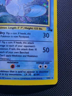 Pokemon TCG Articuno Fossil 2/62 Holo 1999-2000 Wizards Base Set Copyright Holo - Image 4