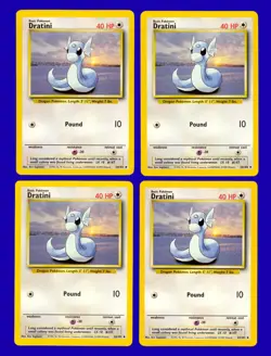 LOT of (4) 1999 Pokemon Game Base Set Dratini 26/102 - RARE - Mint to Gem Mint - Image 1