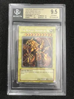 Yugioh 2003 The Winged Dragon Of Ra Secret Rare BGS 9.5 GEM MINT GBI-003 PSA - Image 1