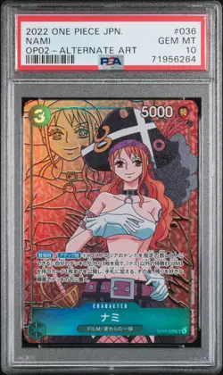 PSA 10 2022 One Piece Japanese Paramount War Nami Alternate Alt Art #OP02-036 - Image 1