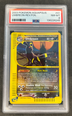 2003 Pokemon Umbreon Reverse Holo Foil Aquapolis 41/147 PSA 8 Fresh Grade - Image 1