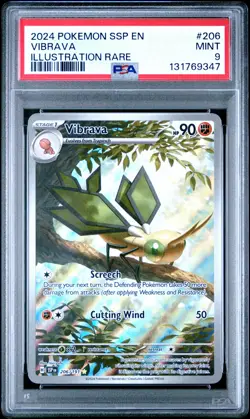 2024 POKEMON SSP EN-SURGING SPARKS ILLUSTRATION RARE #206 VIBRAVA PSA 9 - Image 1