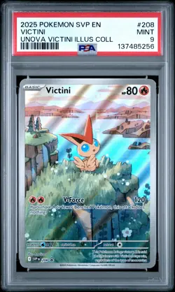 2025 POKEMON SVP EN-SV BLACK STAR PROMO #208 VICTINI PSA 9 - Image 1