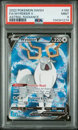 2022 POKEMON SWORD & SHIELD ASTRAL RADIANCE #180 FULL ART/WYRDEER V PSA 9 - Image 1