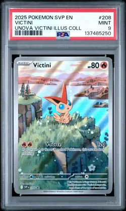 2025 POKEMON SVP EN-SV BLACK STAR PROMO #208 VICTINI PSA 9 - Image 1