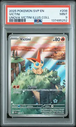 2025 POKEMON SVP EN-SV BLACK STAR PROMO #208 VICTINI PSA 9 - Image 1
