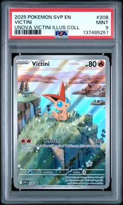2025 POKEMON SVP EN-SV BLACK STAR PROMO #208 VICTINI PSA 9 - Image 1