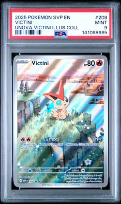 2025 POKEMON SVP EN-SV BLACK STAR PROMO #208 VICTINI PSA 9 - Image 1