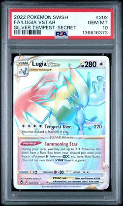 POKEMON SWORD & SHIELD SILVER TEMPEST SECRET Rainbow FULL ART/LUGIA VSTAR PSA 10 - Image 1